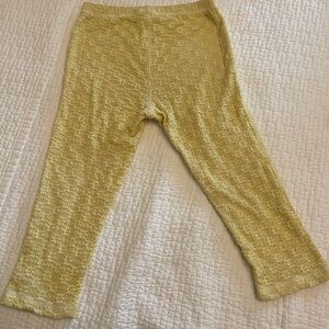 Free People Yellow Floral Textured Knit Leggings